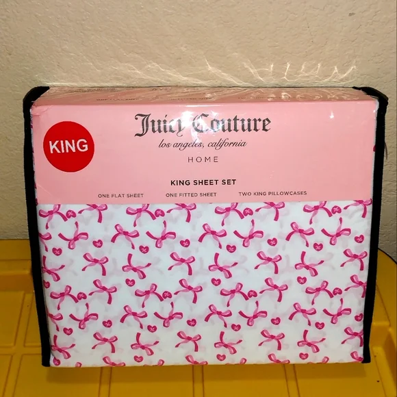 JUICY COUTURE KING SHEET SET BOWSJUICY COUTURE SHEET SET KING SIZE NEW